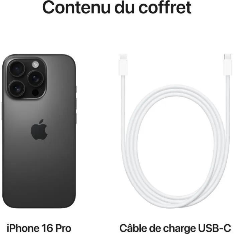 Apple iPhone 16 Pro Max 17,5 cm (6.9) Double SIM iOS 18 5G USB Type-C 512 Go Noir pas cher