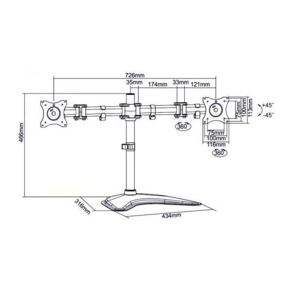 Support de bureau Sbox LCD-F024 Pour 2 Ecran LCD 13-27 Tunisie