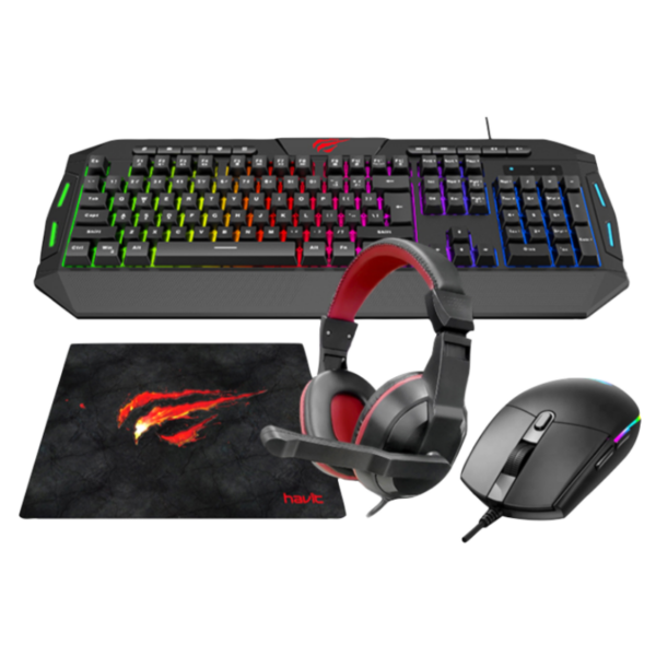 Ensemble Havit Gamer 4 en 1 (Clavier + Souris + Casque + Tapis ) -Noir – KB501CM Tunisie