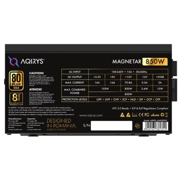 Bloc d’alimentation AQIRYS Magnetar 850W – Gold Tunisie