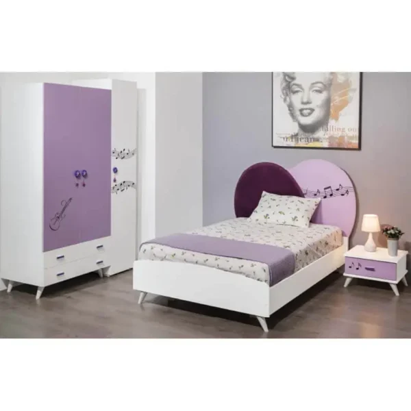 Chambre Enfant VIOLETTE 190×120 3 Portes Violet & Blanc Tunisie