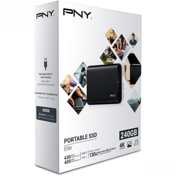 Disque Dur Externe Pny Elyte Cs1050 240go Ssd – Noir -PSD1CS1050-240-FFS Tunisie