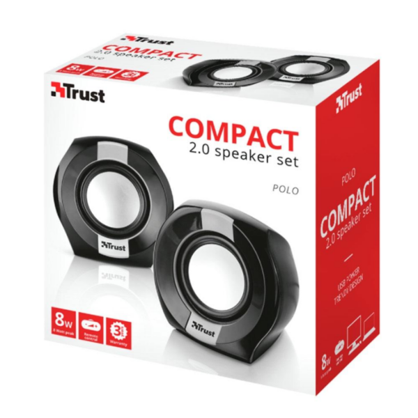 Haut-Parleur Trust Polo 2.0 Compactes 8 Watt -Noir – 20943 Tunisie