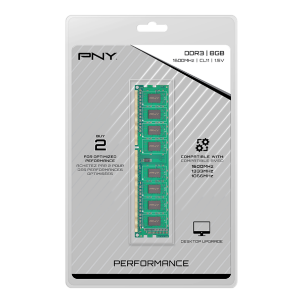 Barrette Mémoire Pny Ddr3 1600mhz 8gb -md8gsd31600nhs Tunisie