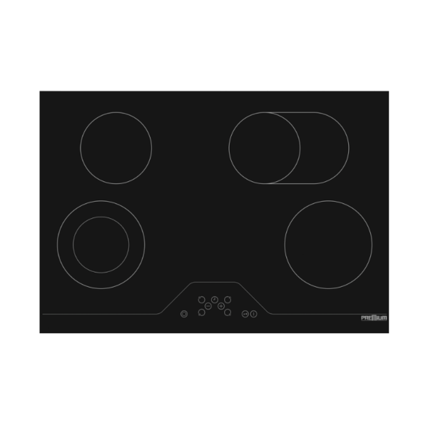 Plaque De Cuisson Vitrocéramique Premium 4 Feux 80 cm PVC84.B01 Noir Tunisie