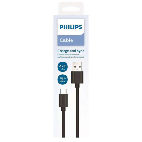 Câble USB-A vers USB-C de 1.2 m Philips Noir -DLC3014A/00 Tunisie
