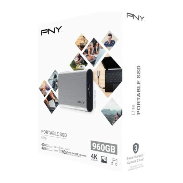 Disque Dur Externe Pny Elyte s10C50 960go Ssd – Silver – PSD1CS1050S-960-RB Tunisie