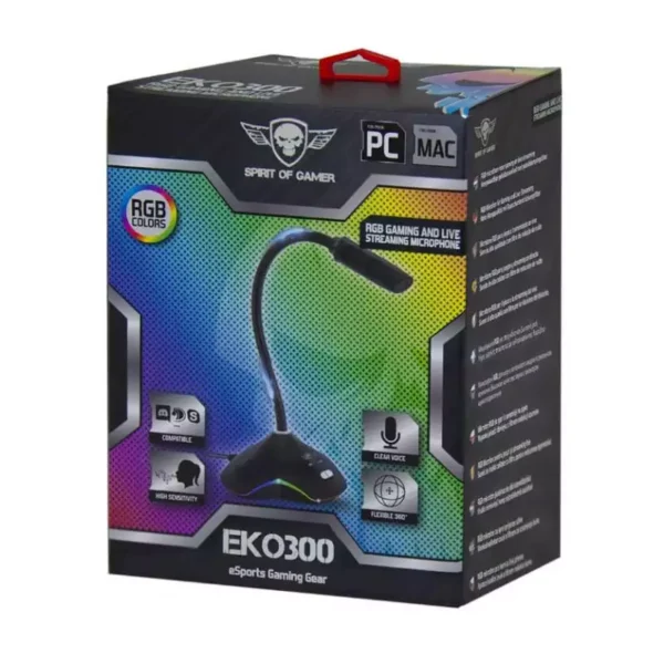 Microphone Spirit of gamer Eko EKO300 LED RGB Flexible -Noir -MIC-EKO300 Tunisie