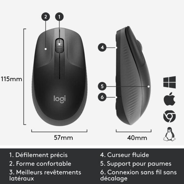 Souris Sans Fil Logitech M190 Charbon -910-005905 Tunisie