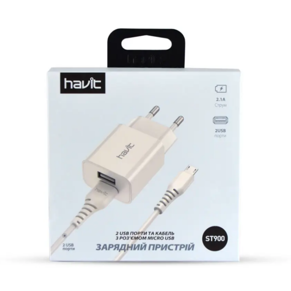 Chargeur Mural Dual Ports USB +Cable Type-C Havit HV-ST902 2.1A Tunisie