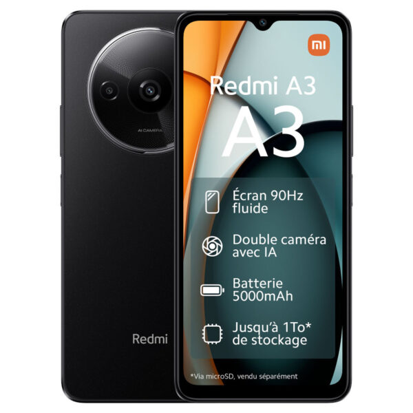 Smartphone Xiaomi Redmi A3 3 Go 64 Go Noir Tunisie
