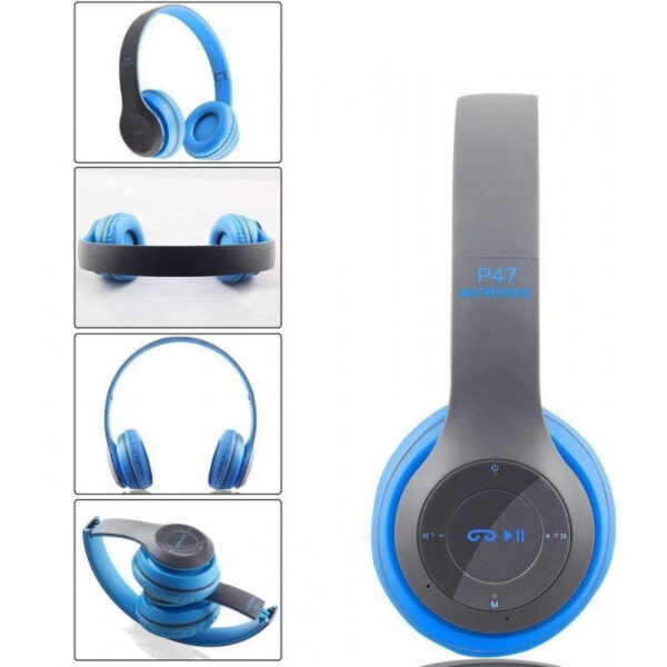 Casque Stéréo MP3 Sans Fil P47 Bluetooth – Bleu – P47-BLEU Tunisie