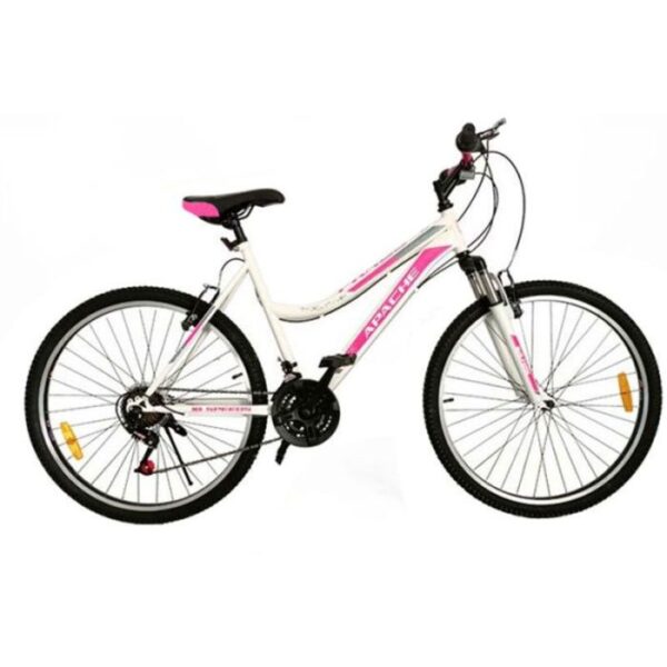 Bicyclette Vtt Prado Apache Pour Dame 18 Vitesse 24” – Blanc & Rose Tunisie