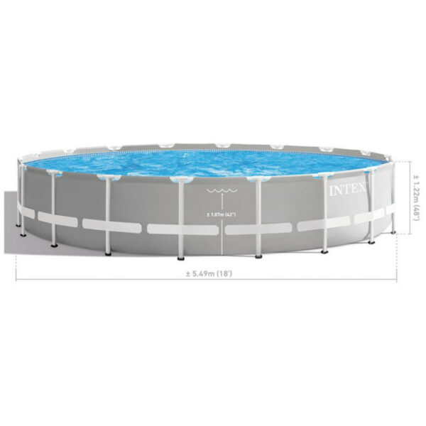 Piscine Tubulaire Intex Prism Frame Ronde 4.57 X 1.22 M Avec Pompe – Gris – 26726 Tunisie