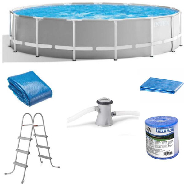 Piscine Tubulaire Intex Prism Frame Ronde 4.57 X 1.22 M Avec Pompe – Gris – 26726 Tunisie