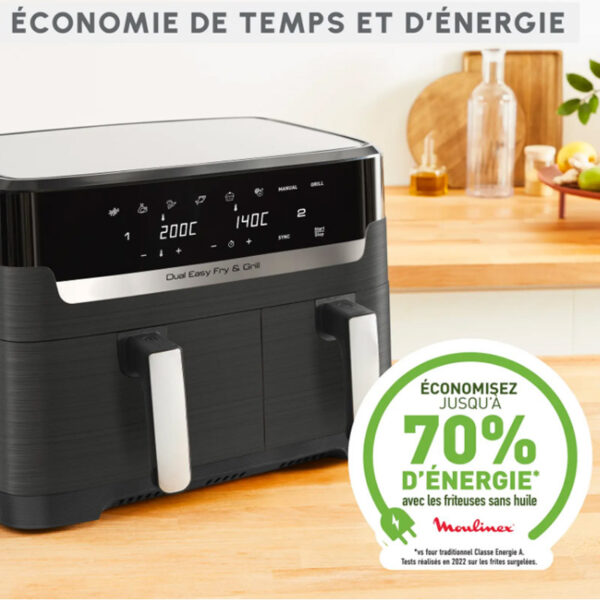 Friteuse Sans Huile Moulinex Dual Easy Fry & Grill EZ905B20 8.3 L Noir Tunisie