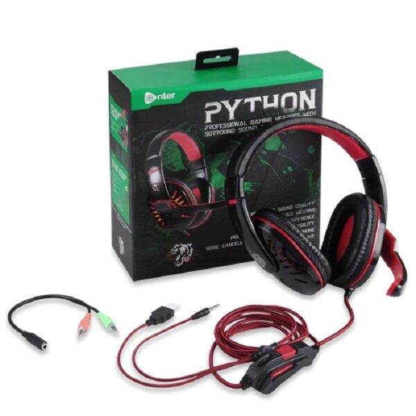 Micro Casque Gamer Filaire Enter Python – Noir&rouge – PYTHON Tunisie