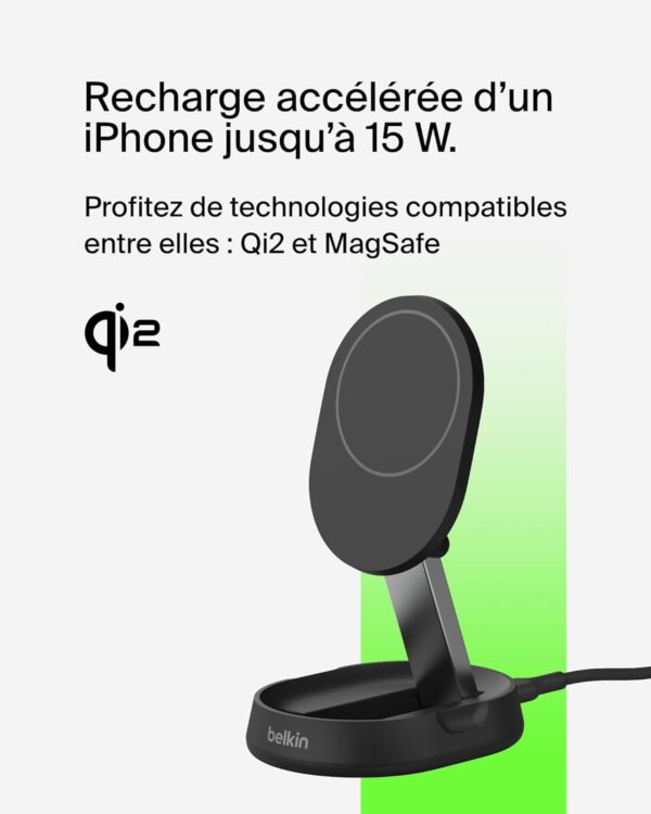 Support de recharge BoostCharge Pro Qi2 et pliable (15 W) Noir -WIA008BTBK Tunisie