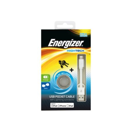 Câble de Poche USB Energizer Plat Lightning – Blanc – 17477 Tunisie