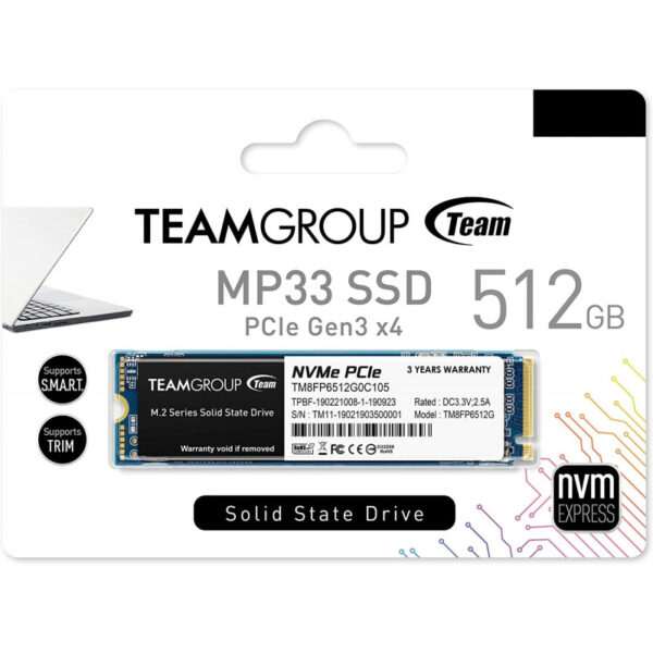 Disque Dur Interne Ssd M.2 Teamgroup Mp33 512 Go – TM8FP6512G0C101 Tunisie