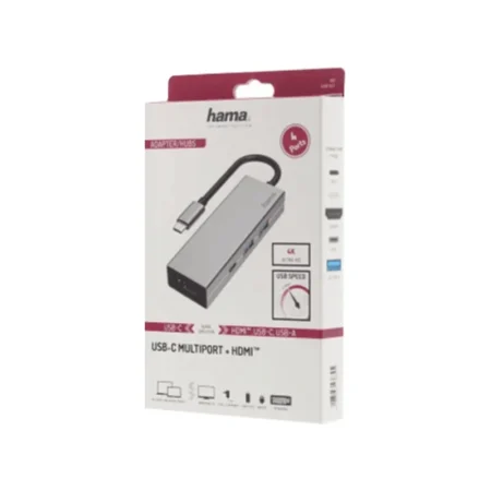 Hub USB-C hama multiport 4 ports -Gris – 200107 Tunisie