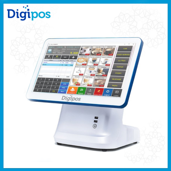 Caisse Tactile 15″ Digipos Screwless Pc Avec Afficheur Client Wifi – Blanc – 1015S Tunisie