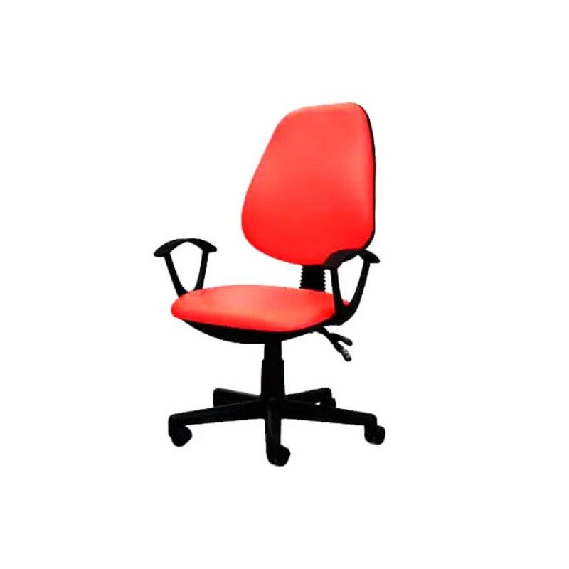 Chaise Secretariat Simili Cuir + Accoudoirs – Rouge – CHB0007RG