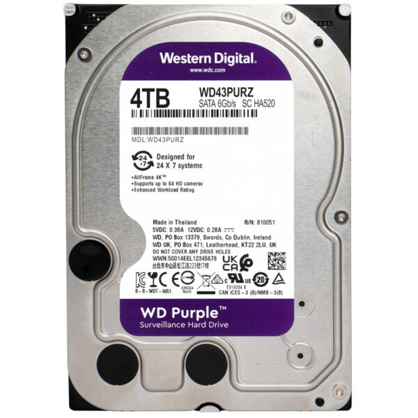 Disque Dur Interne De Surveillance Western Digital Purple 3.5″ 4to Sata – WD43PURZ Tunisie