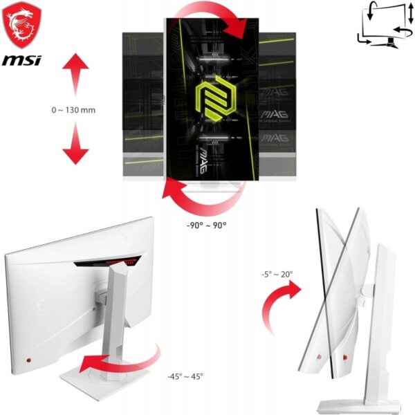 Ecran Gaming Msi MAG 274QRFW 27” WQHD IPS 180 Hz – Blanc – 9S6-3CC29H-246 Tunisie