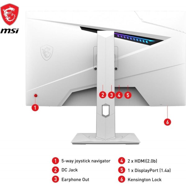 Ecran Gaming Msi MAG 274QRFW 27” WQHD IPS 180 Hz – Blanc – 9S6-3CC29H-246 Tunisie