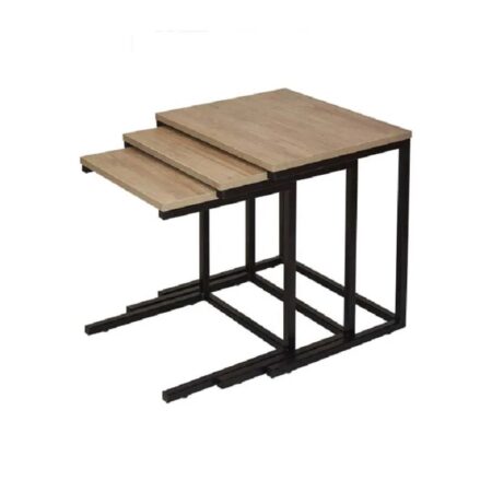 Ensemble De Trois Tables Gigognes Carrés Sotufab – Denver & Socle Noir – TC0066DV Tunisie