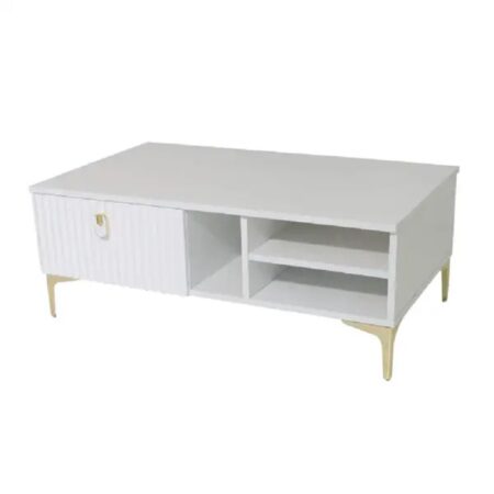 Table Basse Lotus Sotufab Avec Socle Doré – Blanc & Doré – TB013BC/DR Tunisie