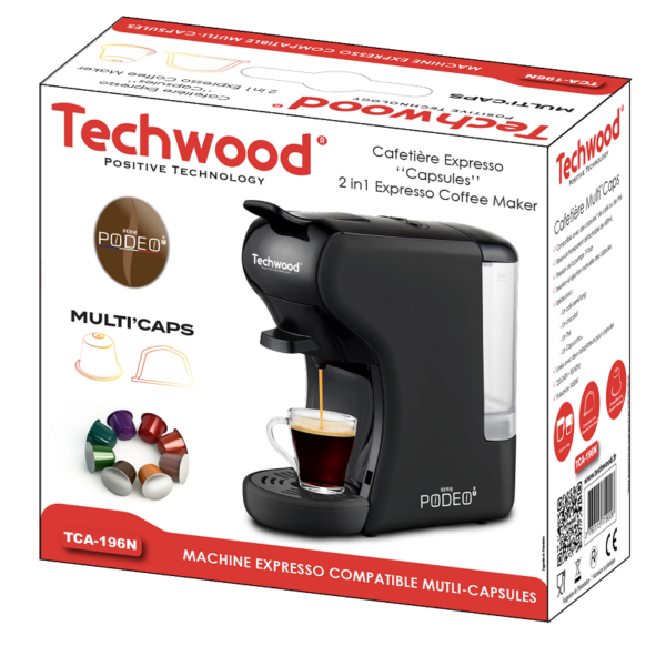 Machine à Café Expresso 2 en 1 Techwood TCA-196N Noir Tunisie