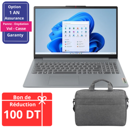 Pc Poratble Lenovo IdeaPad Slim 3 15IRH8 i5 13è Gén 16Go 512Go SSD +Sac A Dos - Arctic Grey