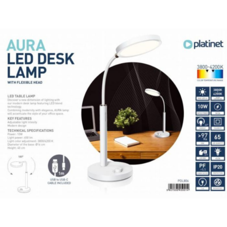 Lampe de Bureau PLATINET PDL806 - Blanc