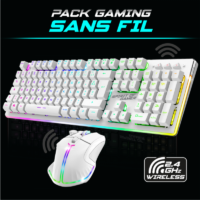 Pack Gaming Sans fil  Spirit Of Gamer clavier semi mécanique + souris ULT600 RGB -Blanc – CLS-MKH600S-WT Tunisie