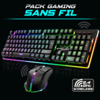 Pack Gaming Sans fil Spirit Of Gamer clavier semi mécanique + souris ULT600 RGB -Noir-CLS-MK600S-BK Tunisie