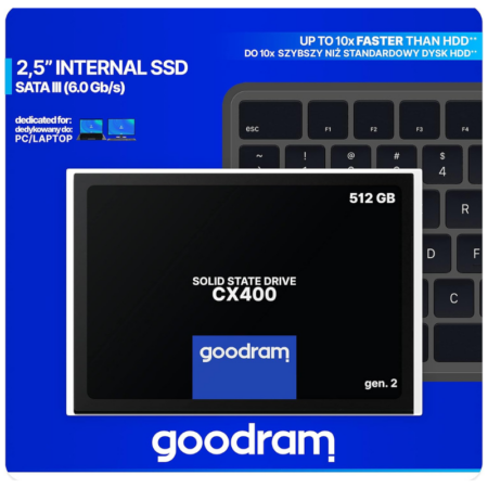 Disque Dur Interne Goodram Cx400 Gen 2 512gb Sata Iii 2.5 Retail – SSDPR-CX400-512-G2 Tunisie