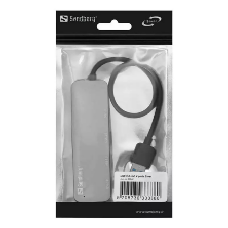 Hub USB Sandberg, USB 3.0 4 Ports + Micro USB- Gris – 333-88 Tunisie