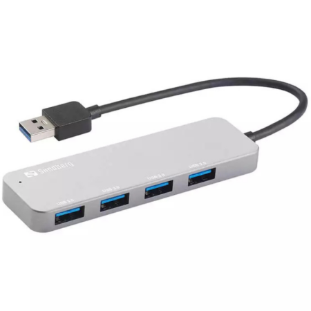 Hub USB Sandberg, USB 3.0 4 Ports + Micro USB- Gris – 333-88 Tunisie