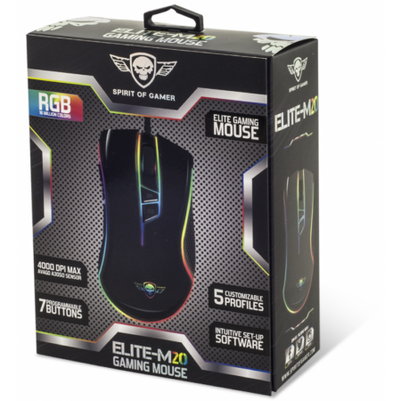 Souris Gaming Spirit Of Gamer Elite M20 – Noir -S-EM20BK2 Tunisie