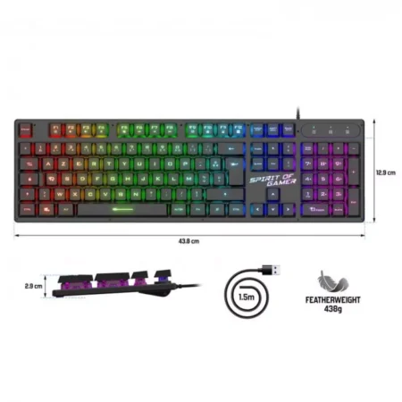 Clavier Spirit Of Gamer Semi Mécanique Pro-K1 RGB 3 Modes -Noir -CLA-PK1FR Tunisie