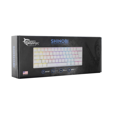 Clavier Gamer Mécanique White Shark GK-2022 Shinobi – Blanc / Bleu Switches Tunisie