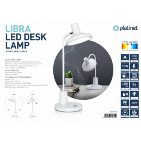 Lampe de bureau Filaire Platinet 10W -Blanc – PDL806 Tunisie