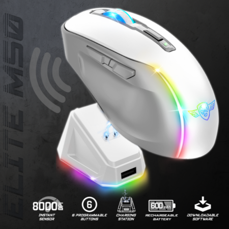 Souris Gamer Sans Fil Spirit Of Gamer Elite M50 Rgb – Blanc – S-EM50WT Tunisie