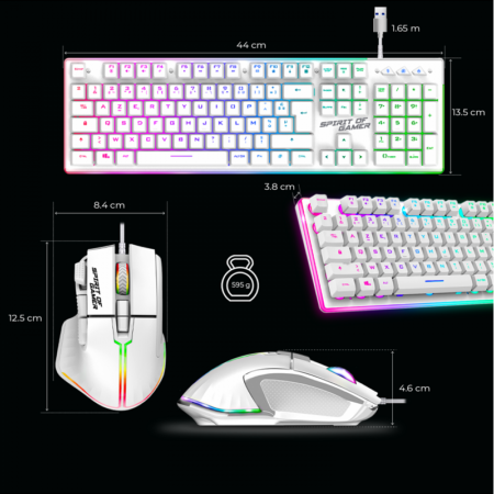 Ensemble Clavier et Souris Gamer Filaire SPIRIT OF GAMER ULTIMATE 600 – Blanc – CLS-MK600WT Tunisie