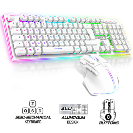 Ensemble Clavier et Souris Gamer Sans Fil Spirit of Gamer ULTIMATE 600 Blanc – CLS-MK600S-WT Tunisie