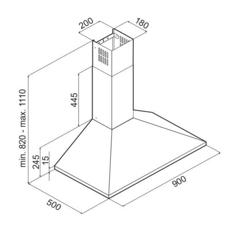 Hotte Pyramidale Focus F.905B 90 cm Noir Tunisie