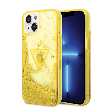 Etui Guess Liquide Glitter avec logo triangle pour iPhone 14 Plus – Jaune- 06477 Tunisie