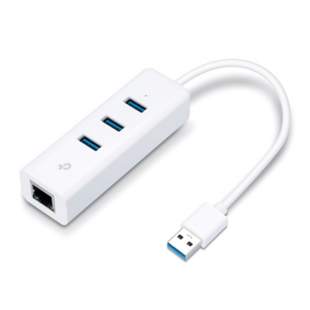 Hub & Adaptateur USB 3.0 Gigabit 3 ports Ethernet 2 en 1- Blanc -TL-UE330 Tunisie